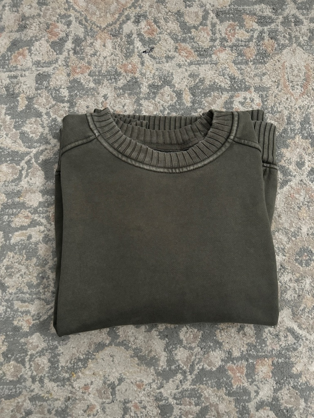 Aerie Down-To-Earth Crew Sweatshirt Nomad Olive Green - XS